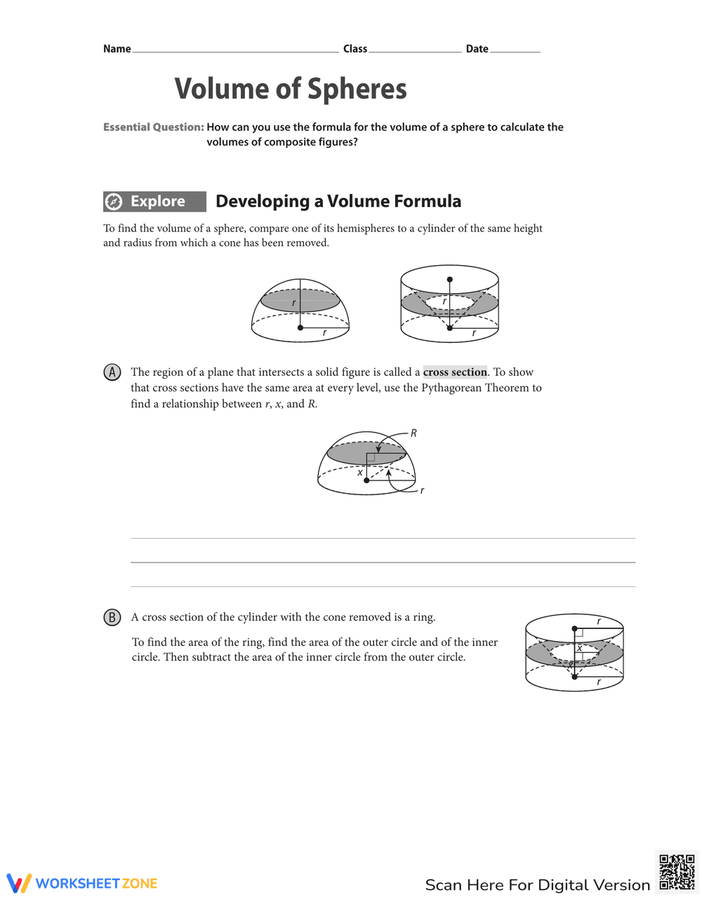 Volume of Spheres: Step-by-Step - Page 1