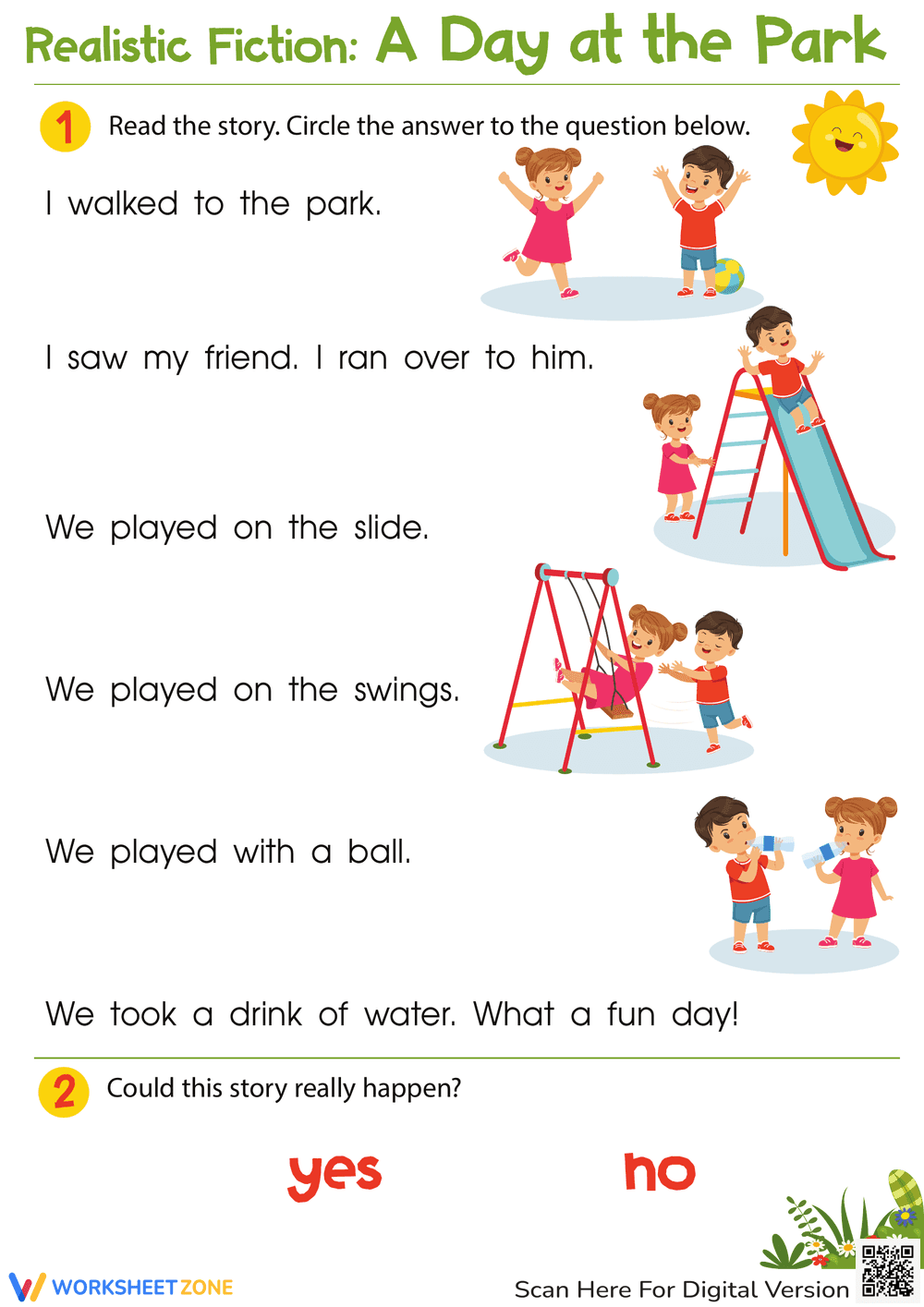 A Day at the Park Worksheet - Page 1
