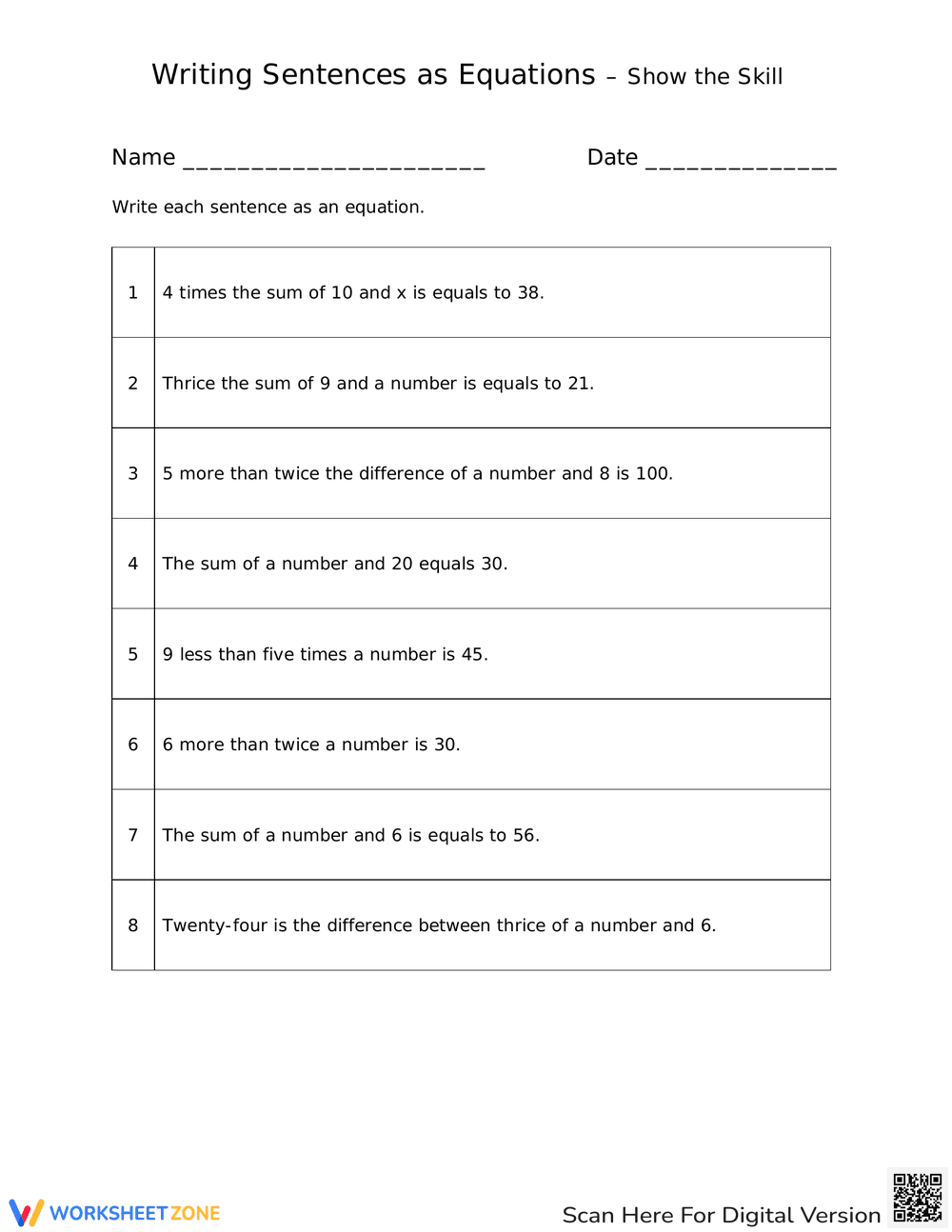 Writing Equations - Show the Skill 2 - Page 1