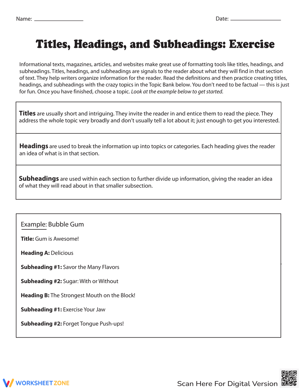 Titles, Headings, and Subheadings - Page 1
