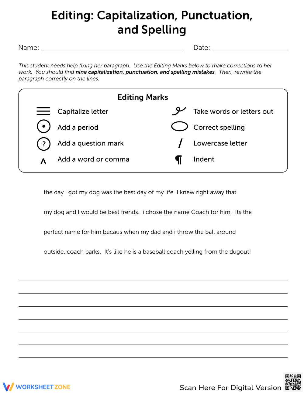 Editing: Capitalization, Punctuation, Spelling - Page 1