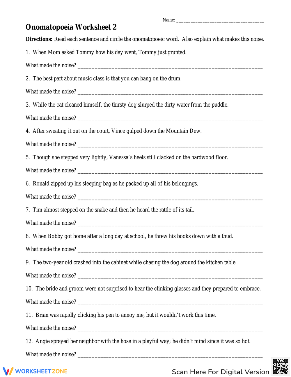 Exploring Onomatopoeia: Sound Words Worksheet - Page 1