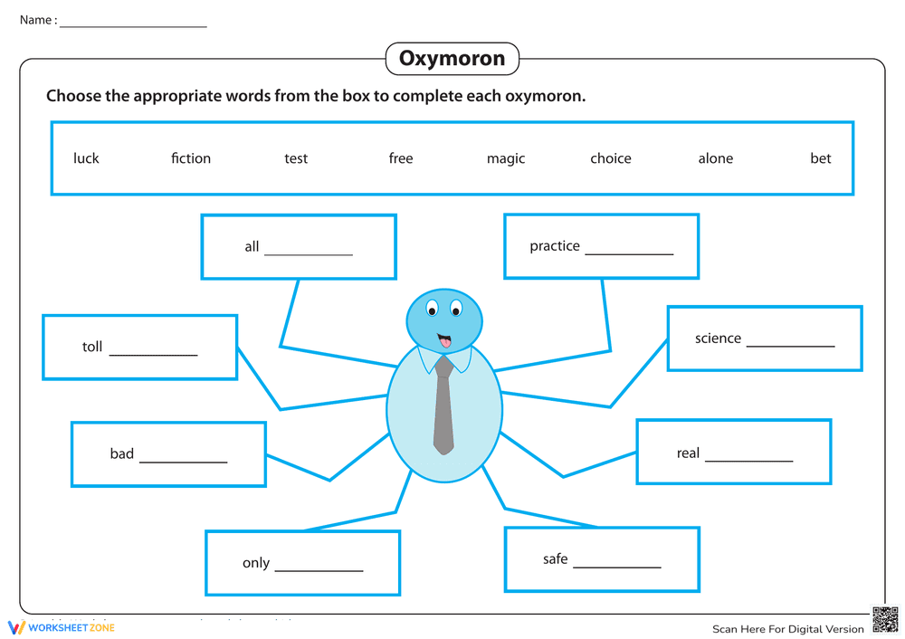 Complete each Oxymoron - Page 1