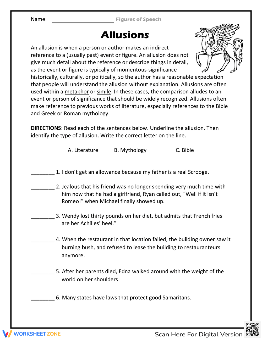 Working That Allusion Worksheet - Page 1