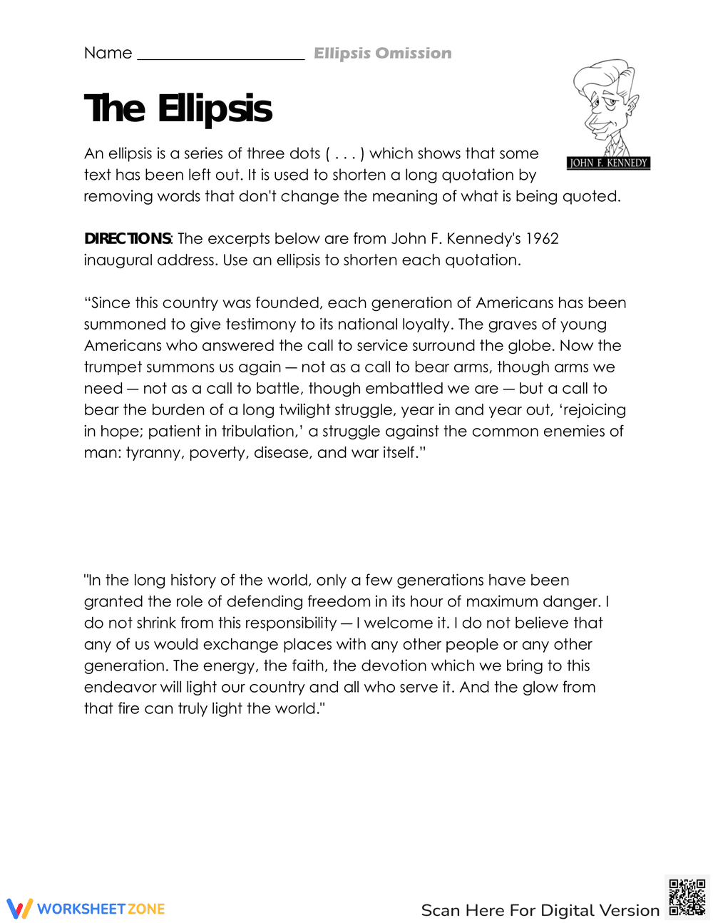 Ellipsis in Writing Worksheet - Page 1