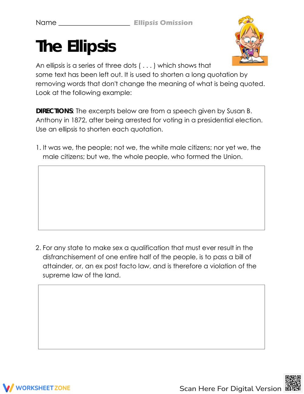 Understanding the Ellipsis: Worksheet on Usage - Page 1