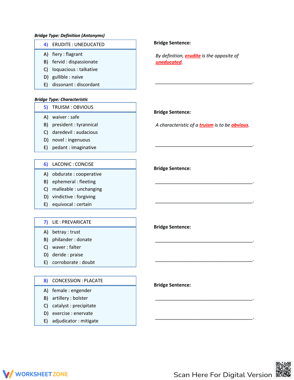Grade 12 Analogies: Advanced Practice - Page 2