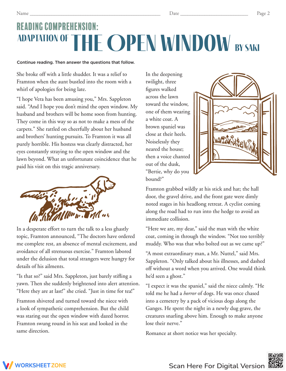Reading Comprehension: 'The Open Window' Story - Page 2