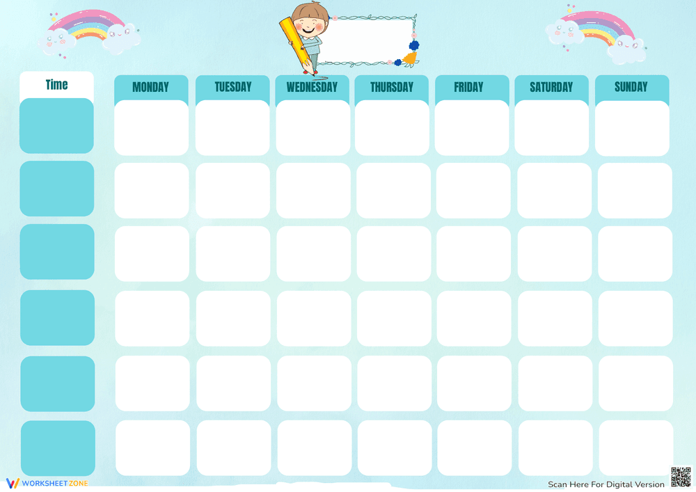 Printable Timetable for Kids' Daily Activities - Page 1