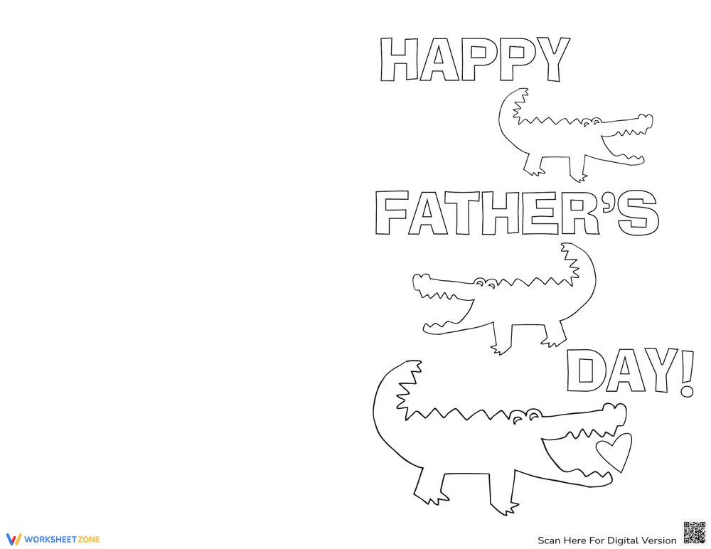 Color a Crocodile Father's Day Card - Page 1