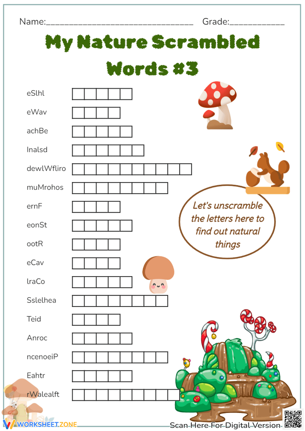 Unscramble Nature Words - Page 1