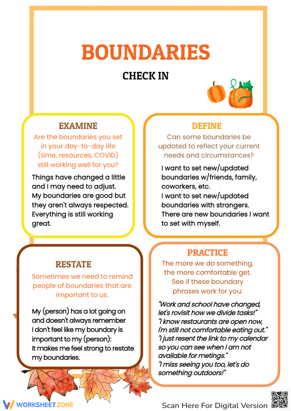 Boundaries Check-In Worksheets - Page 1