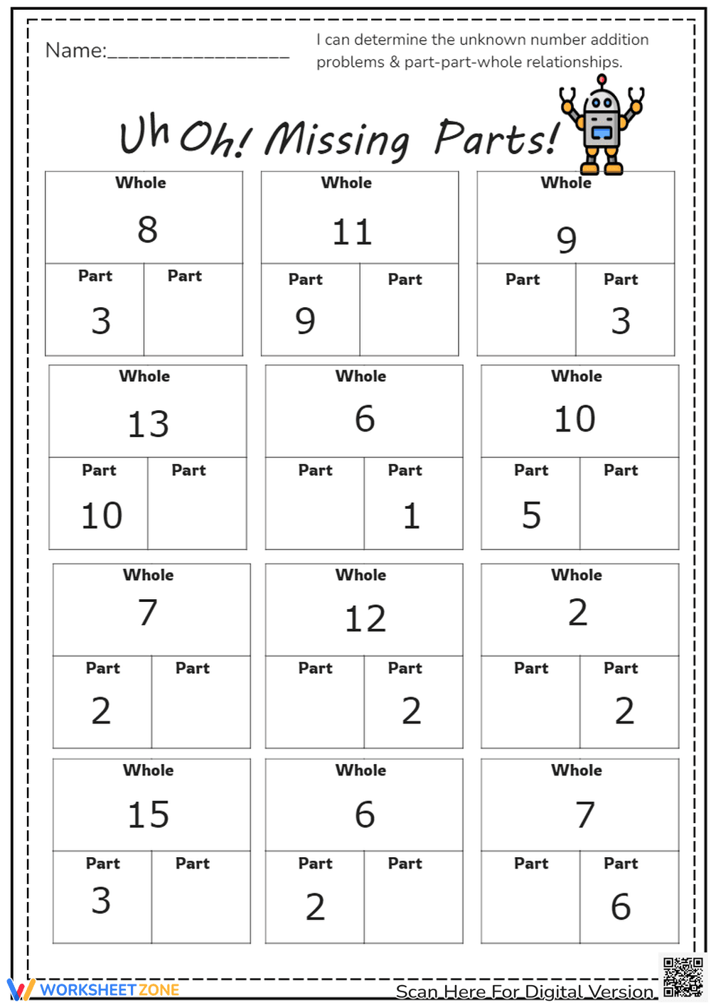 Identify the Missing Parts Worksheet - Page 1