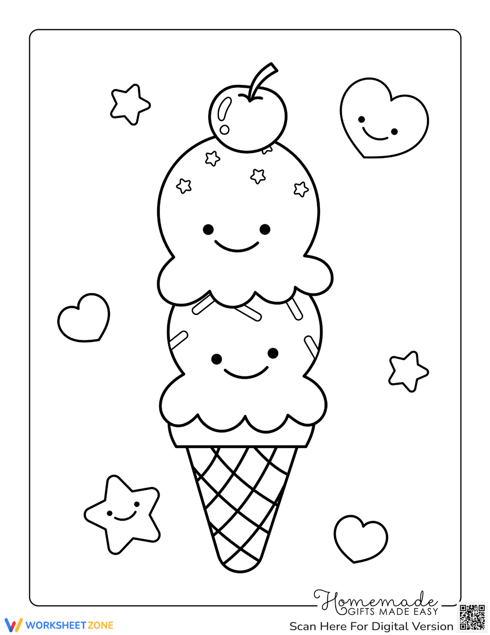 Ice Cream Coloring Page: Sweet Treat! - Page 1