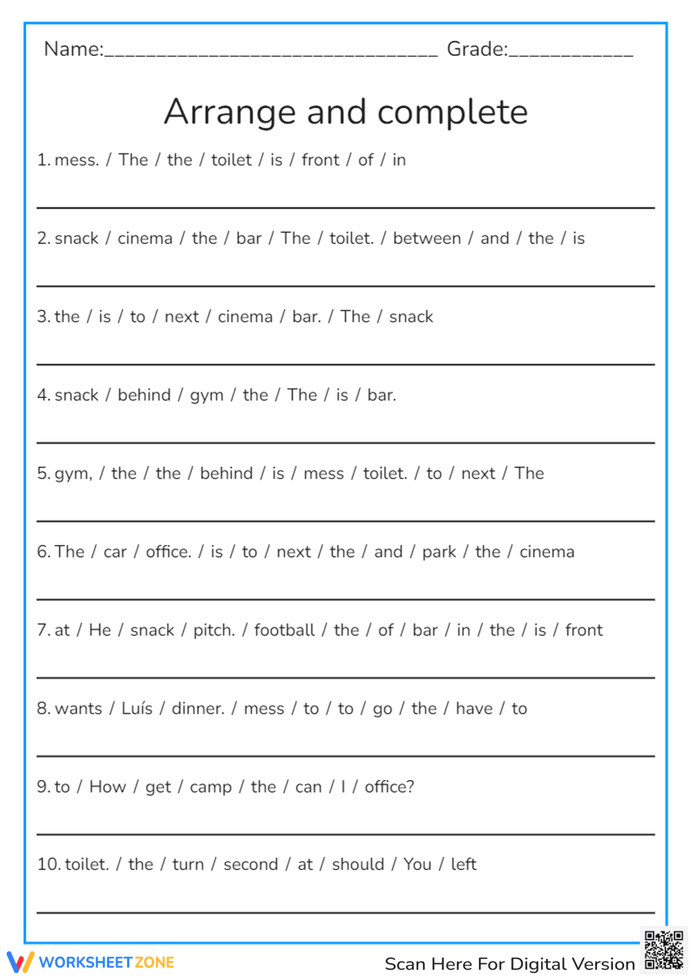 Sentence Scrambles - Page 1
