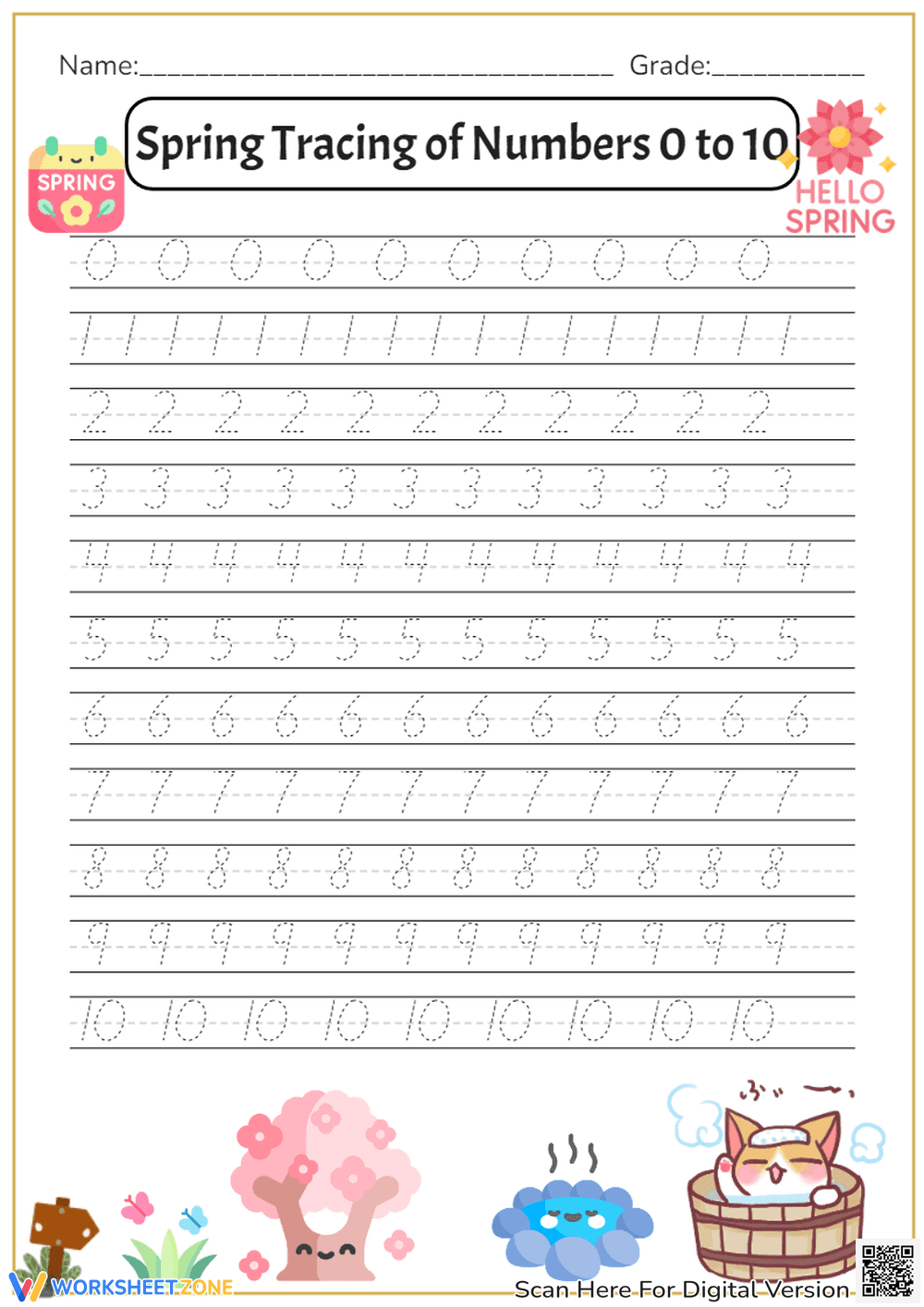 Tracing Numbers 0-10 Worksheet - Page 1