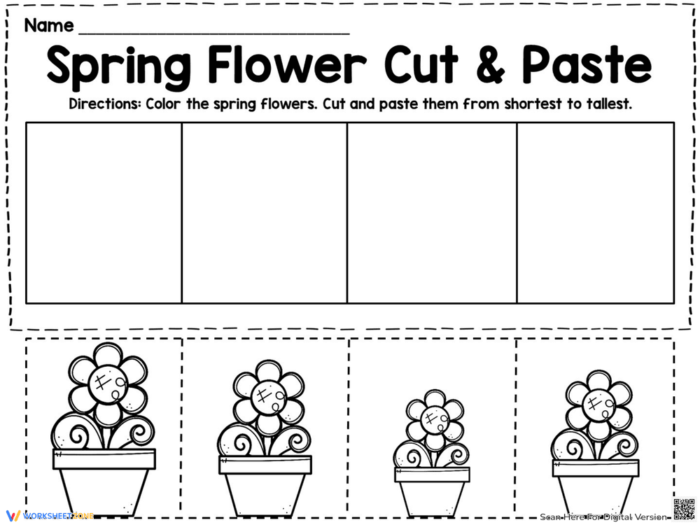 Spring Cut and Paste Activity Worksheet - Page 1