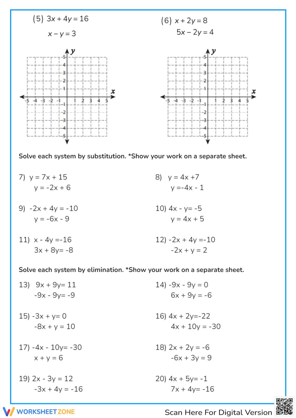 Solving Systems Of Equations - Mixed Review Worksheets - Page 2