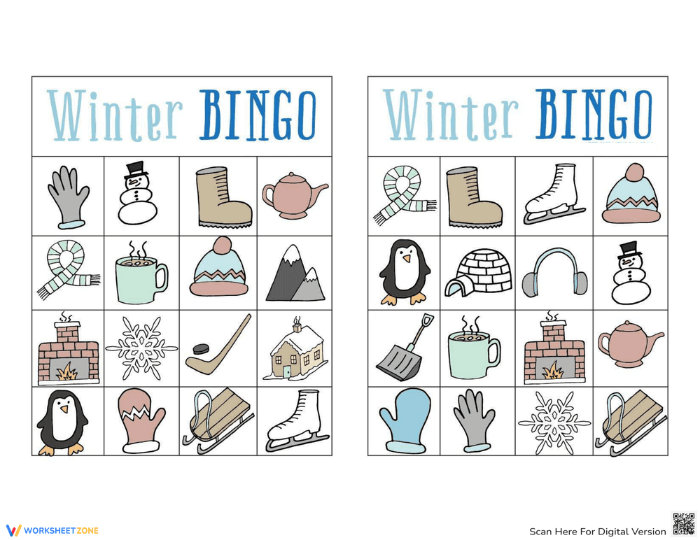 Winter Bingo Game Boards: Play & Learn - Page 1
