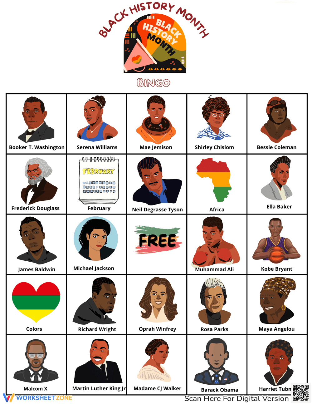 Black History Month Bingo Cards Worksheet - Page 1