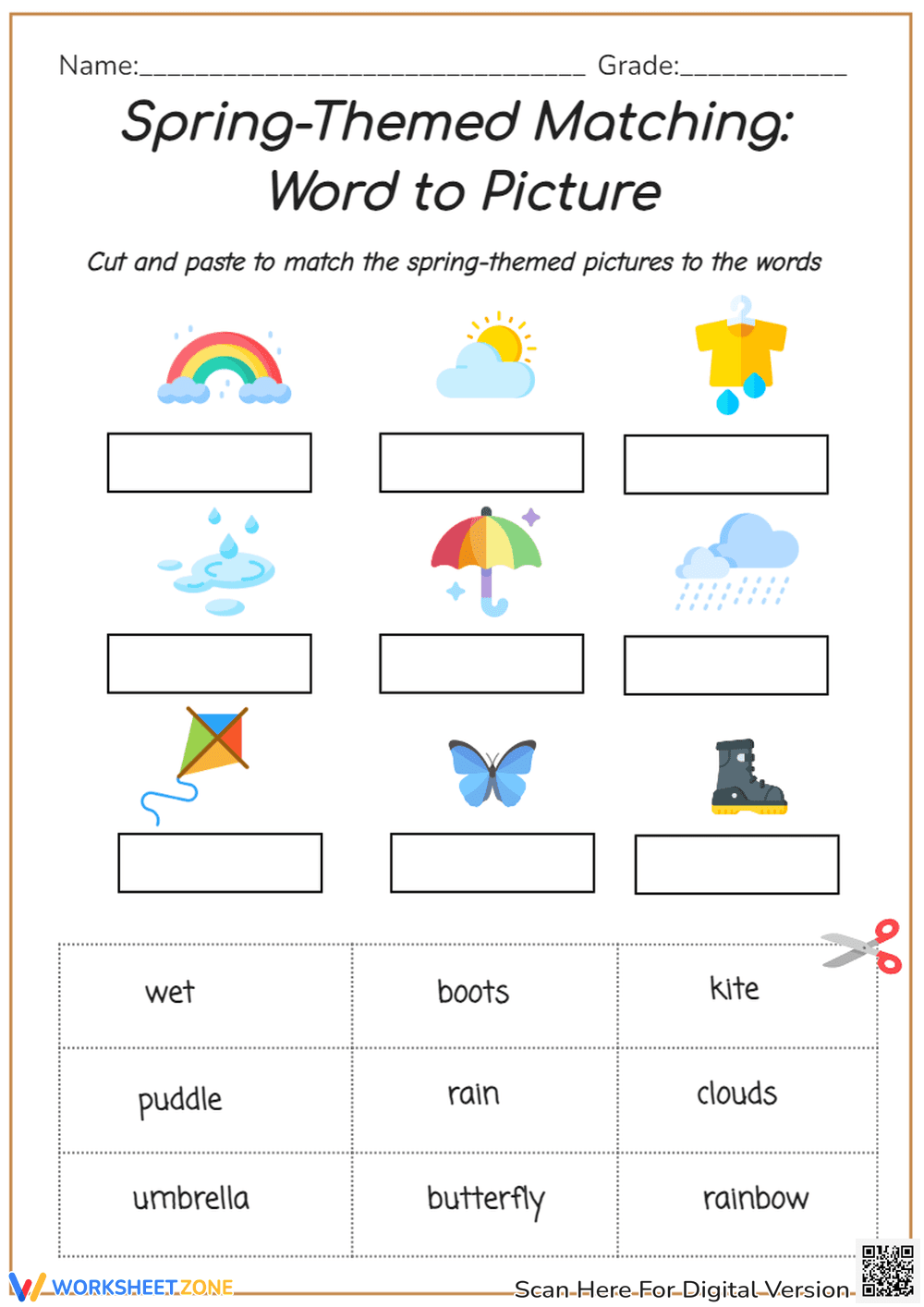 Spring-Themed Matching: Word to Picture - Page 1