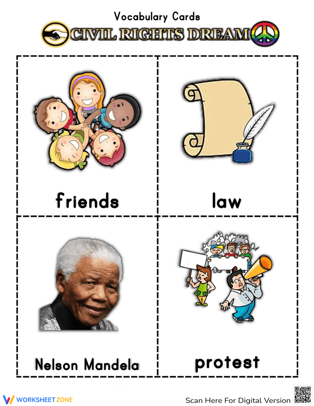 Civil Rights Dream Vocabulary Cards - Page 3