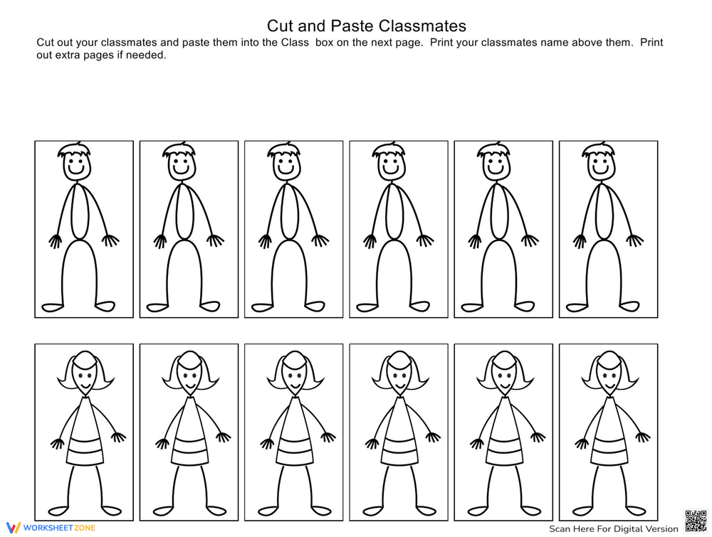 Cut and Paste School Classmates Activity - Page 1