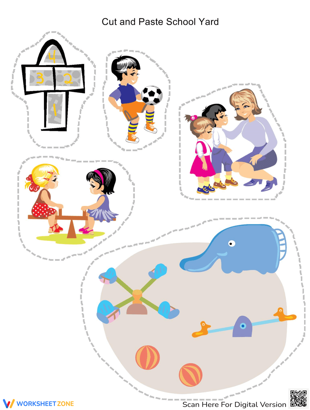 Cut and Paste School Yard Activity - Page 2