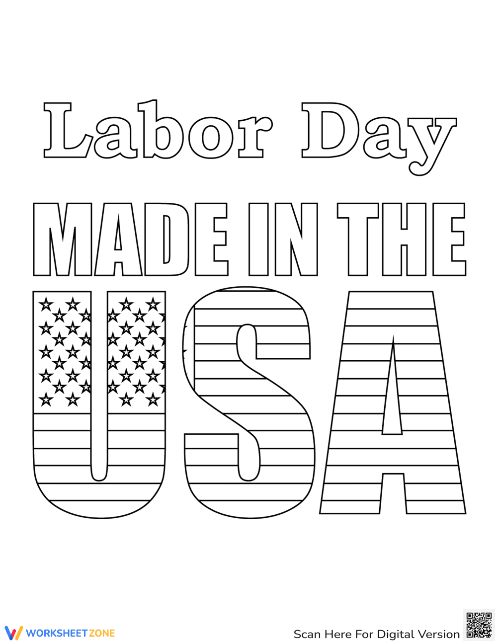 Labor Day Made in the USA Coloring Page - Page 1