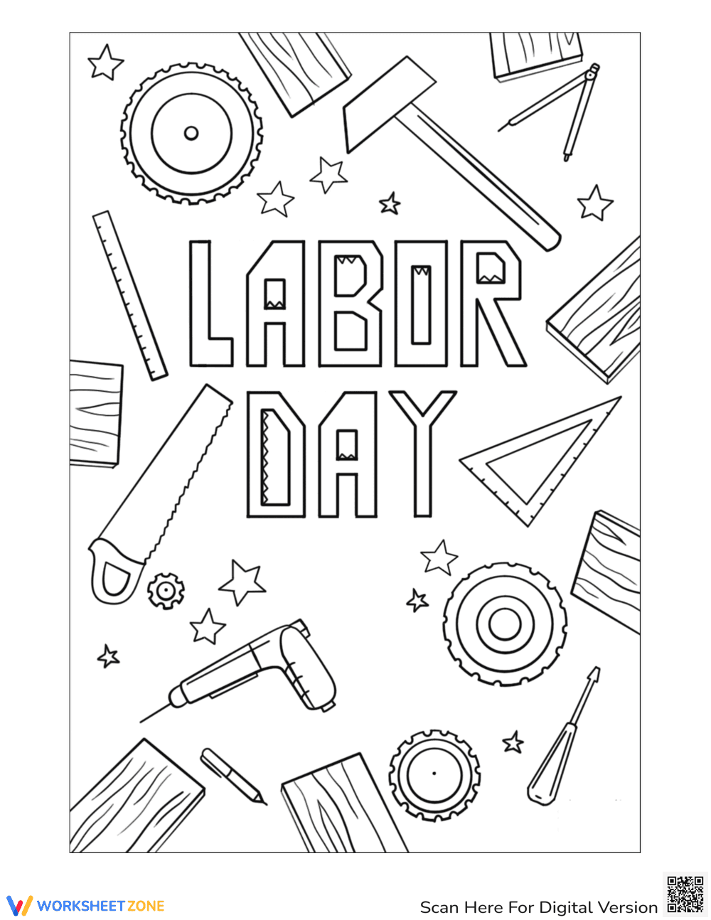 Creative Labor Day Coloring Page Activity - Page 1