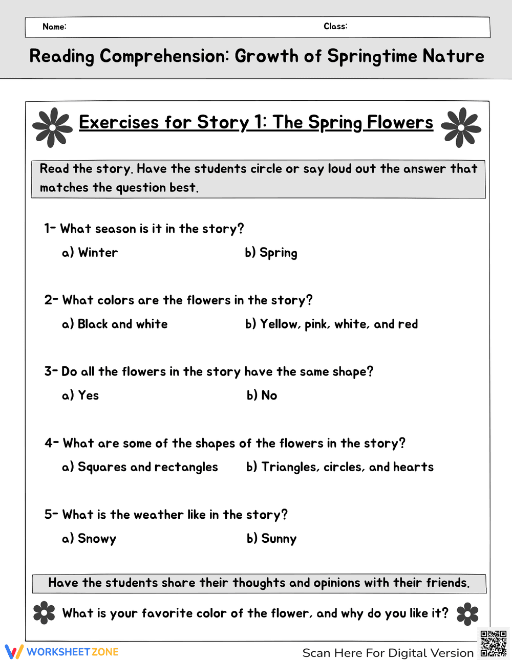 Reading About The Spring Flowers Worksheet - Page 2