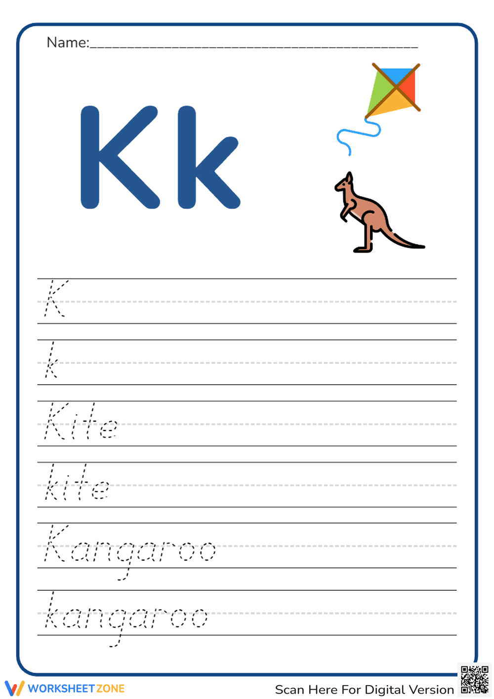 Letter K Tracing - Page 1