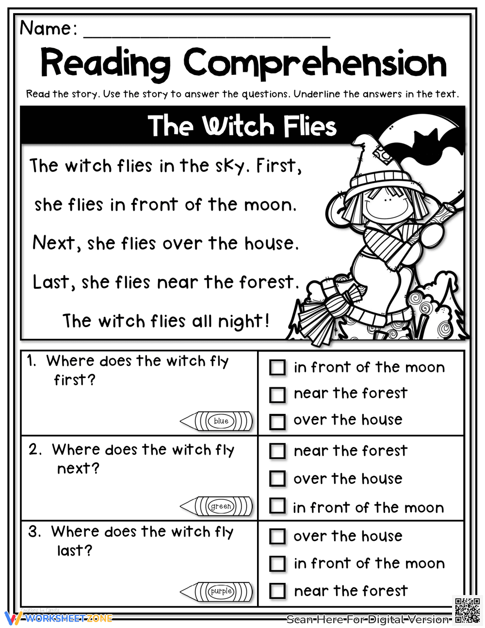 Autumn Reading Comprehension: The Witch Flies - Page 1