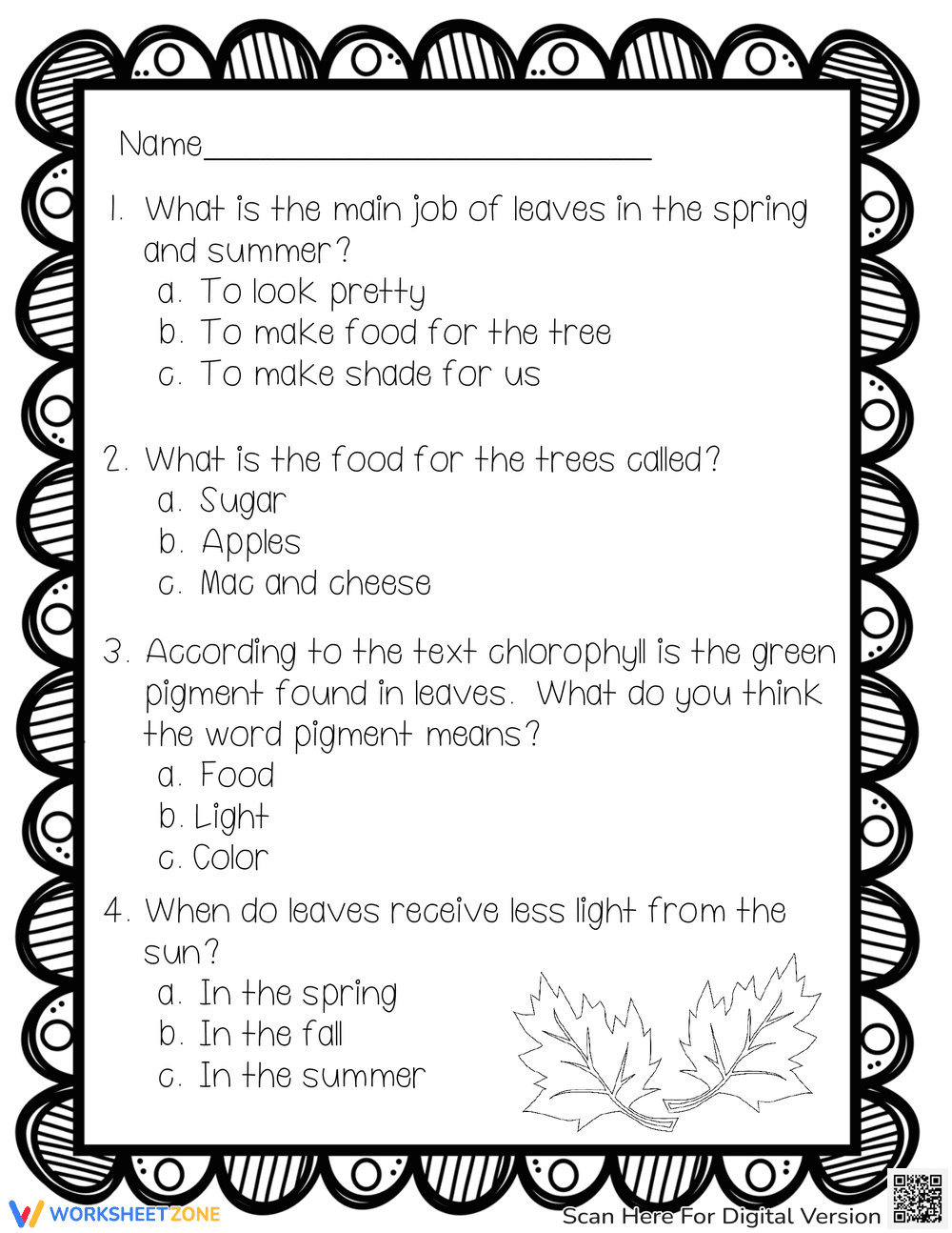 Non-Fiction Reading Comprehension: Fall Leaves - Page 2