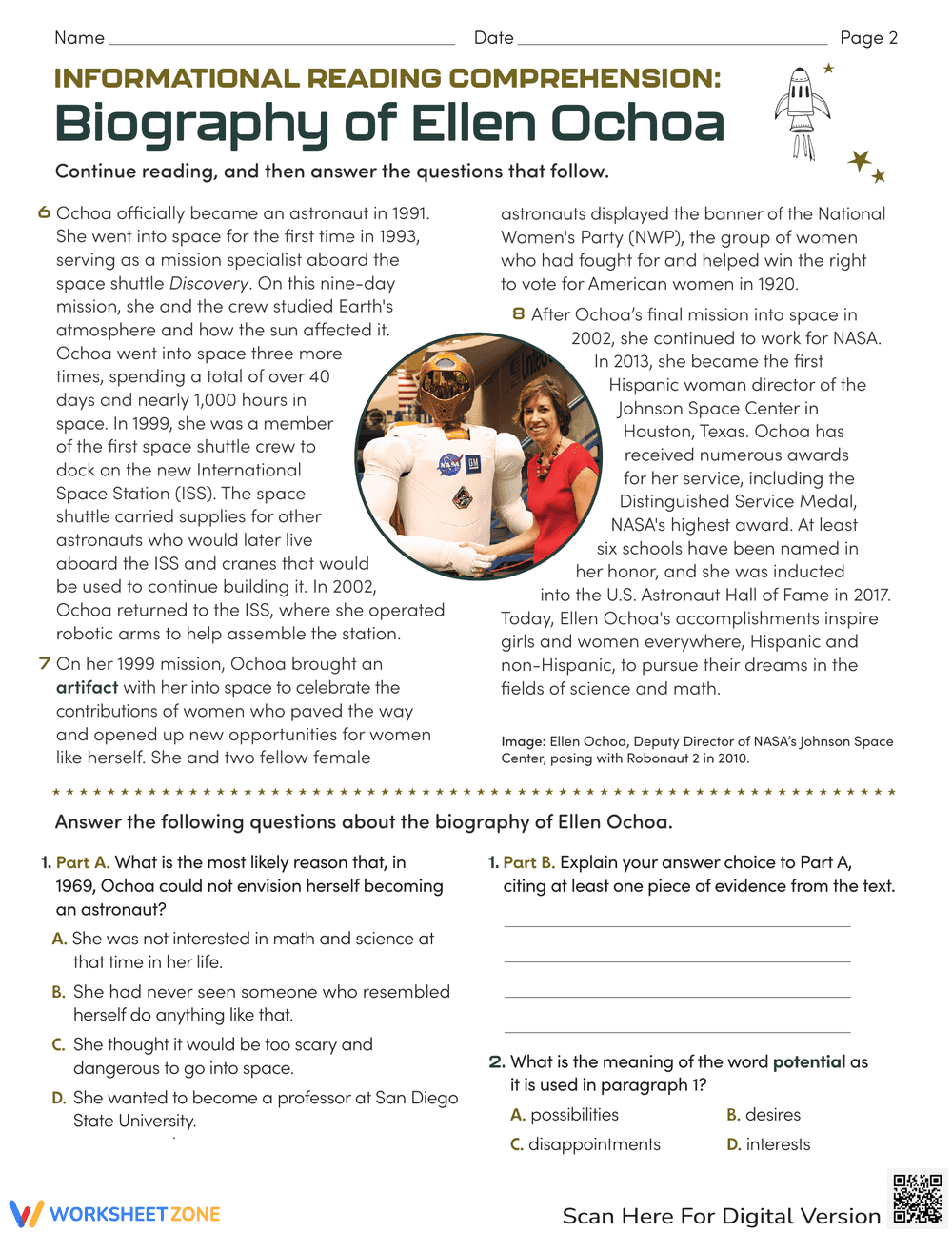 Informational Reading: Biography of Ellen Ochoa - Page 2