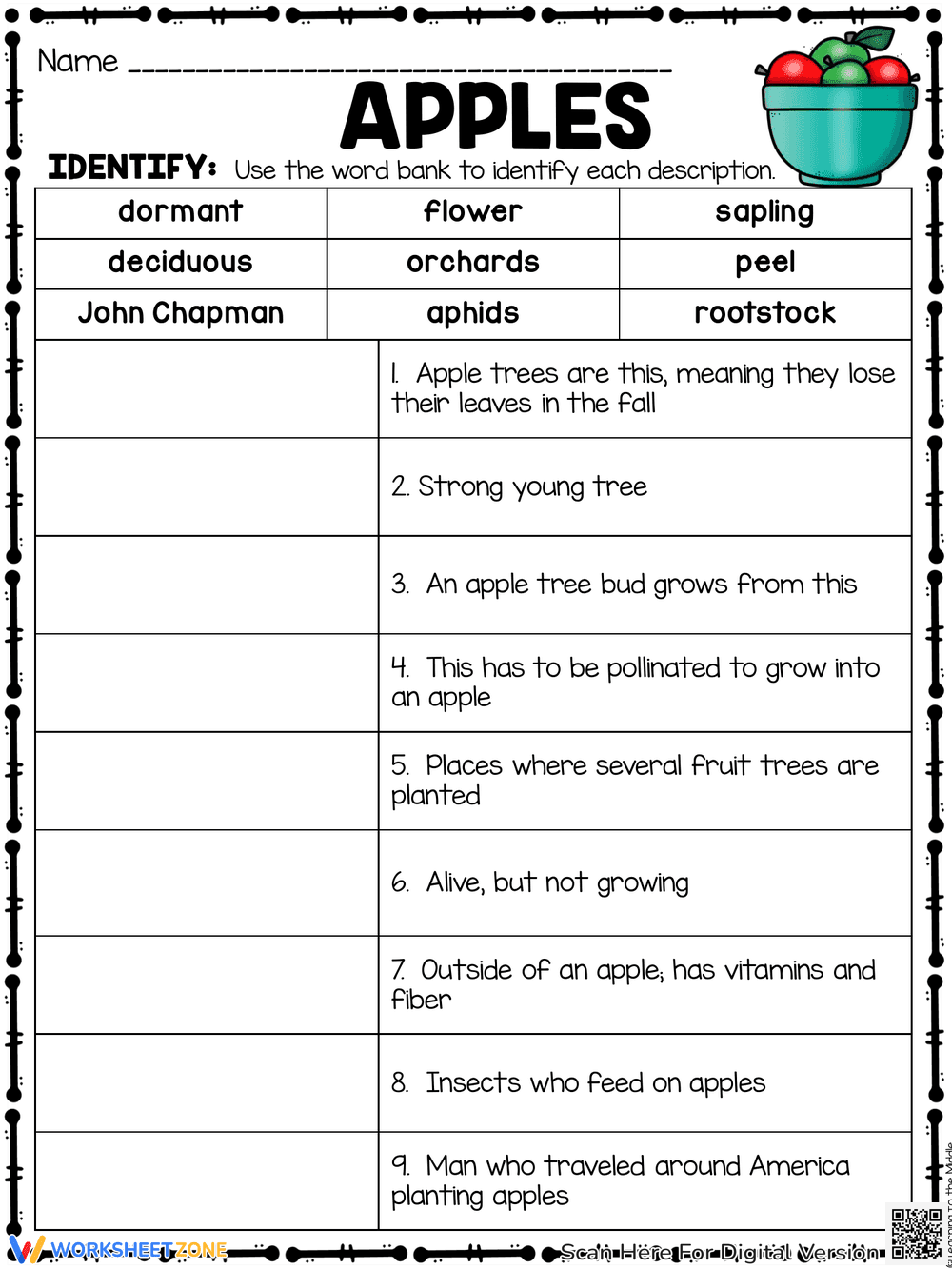 Apples Reading Comprehension Worksheet - Page 4