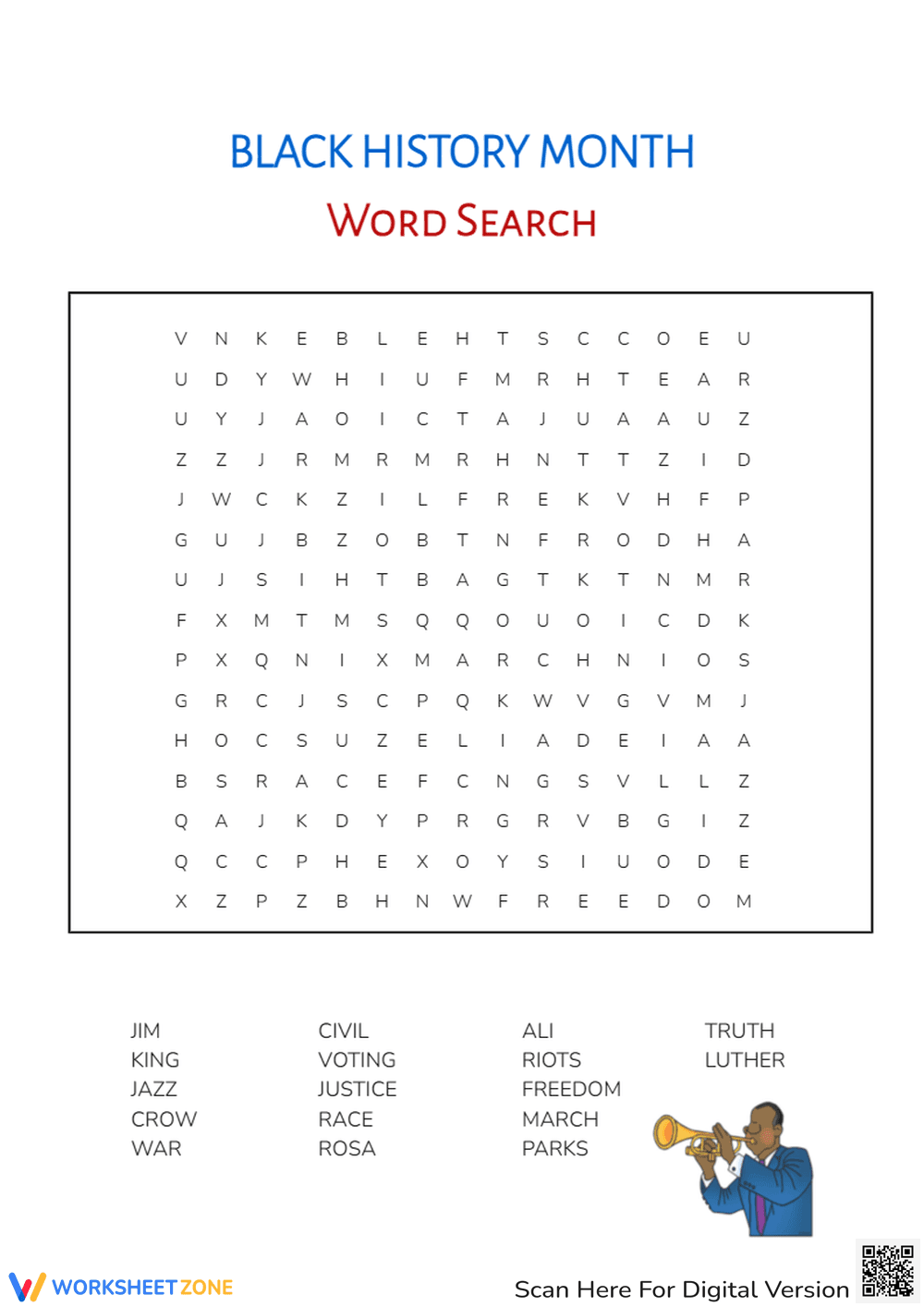 Black History Month Word Search - Page 1