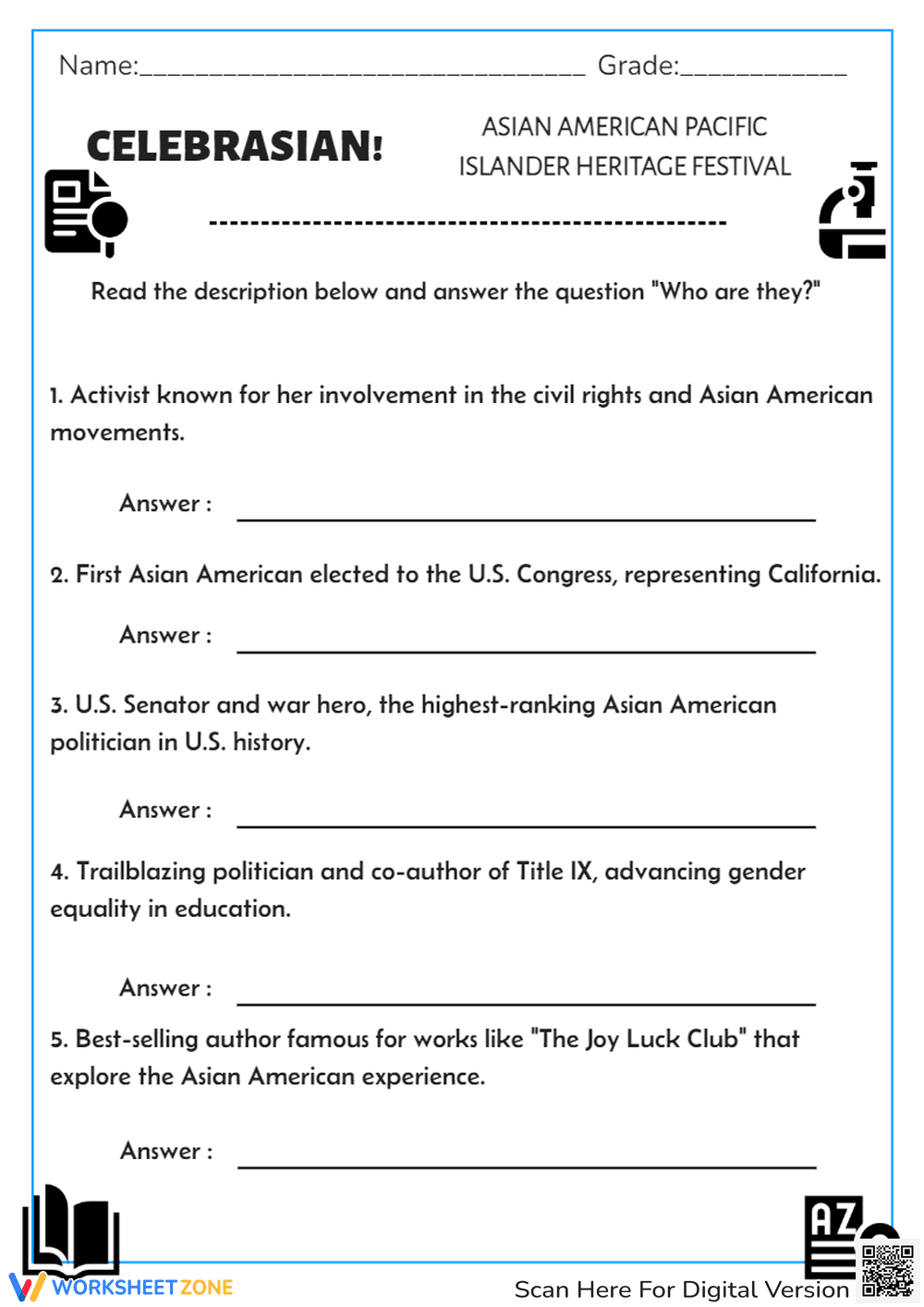 AAPI Heritage: Identify Famous Asian Americans & Pacific Islanders - Page 1