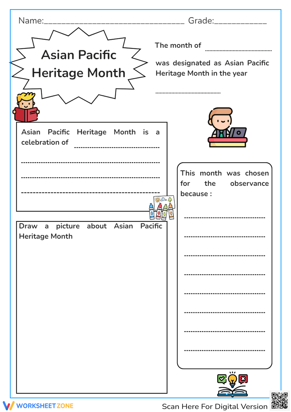 Asian Pacific Heritage Month - Show What You Know Worksheet - Page 1