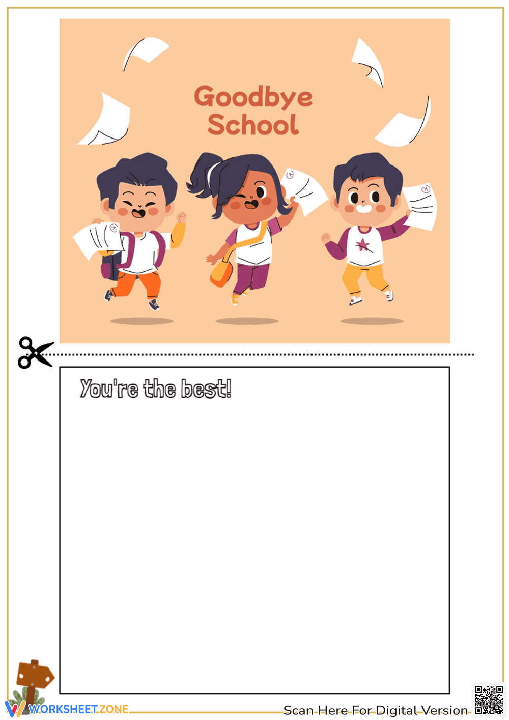 Goodbye School and Thank You Card Template - Page 1