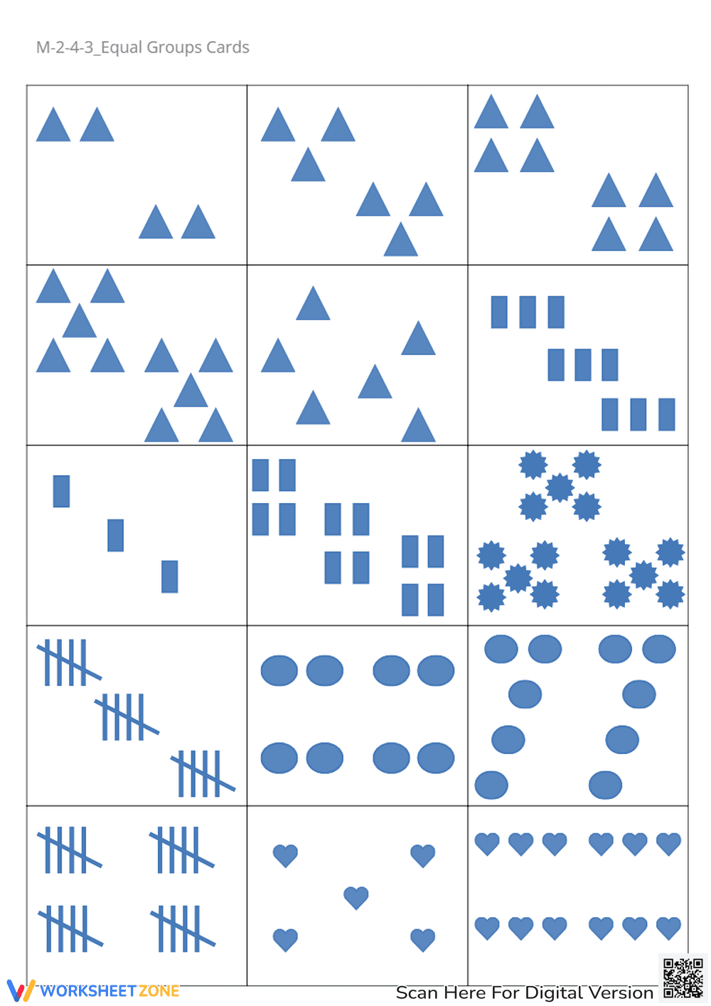 Equal Groups Counting Cards - K/1 Math Shapes & Tally Marks - Page 1