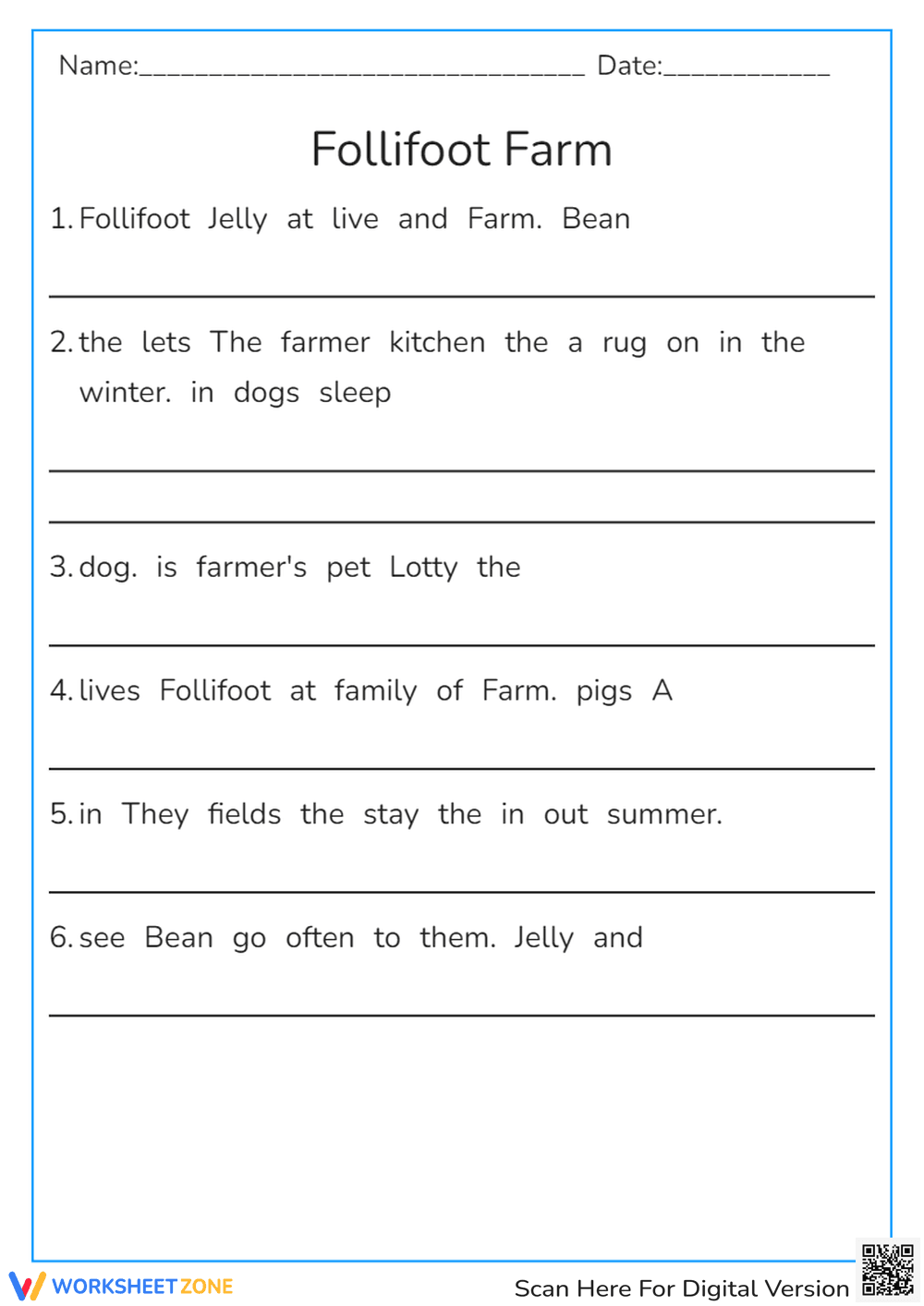Sentence Scramble - Page 1