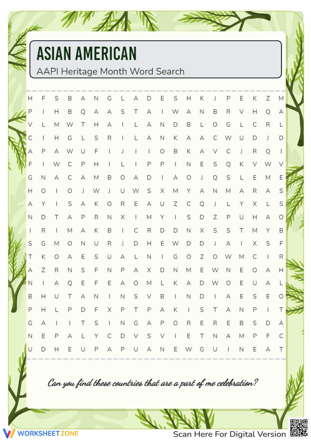 AAPI Heritage Month Word Search- Asian American - Page 1