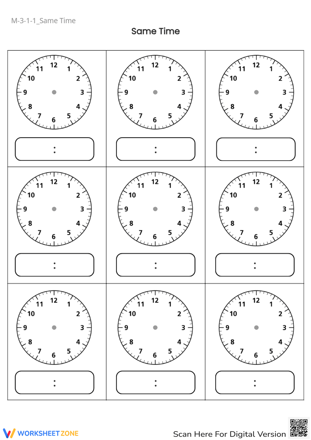 Telling Time Practice: Analog Clock to Digital Time Worksheet - Page 1