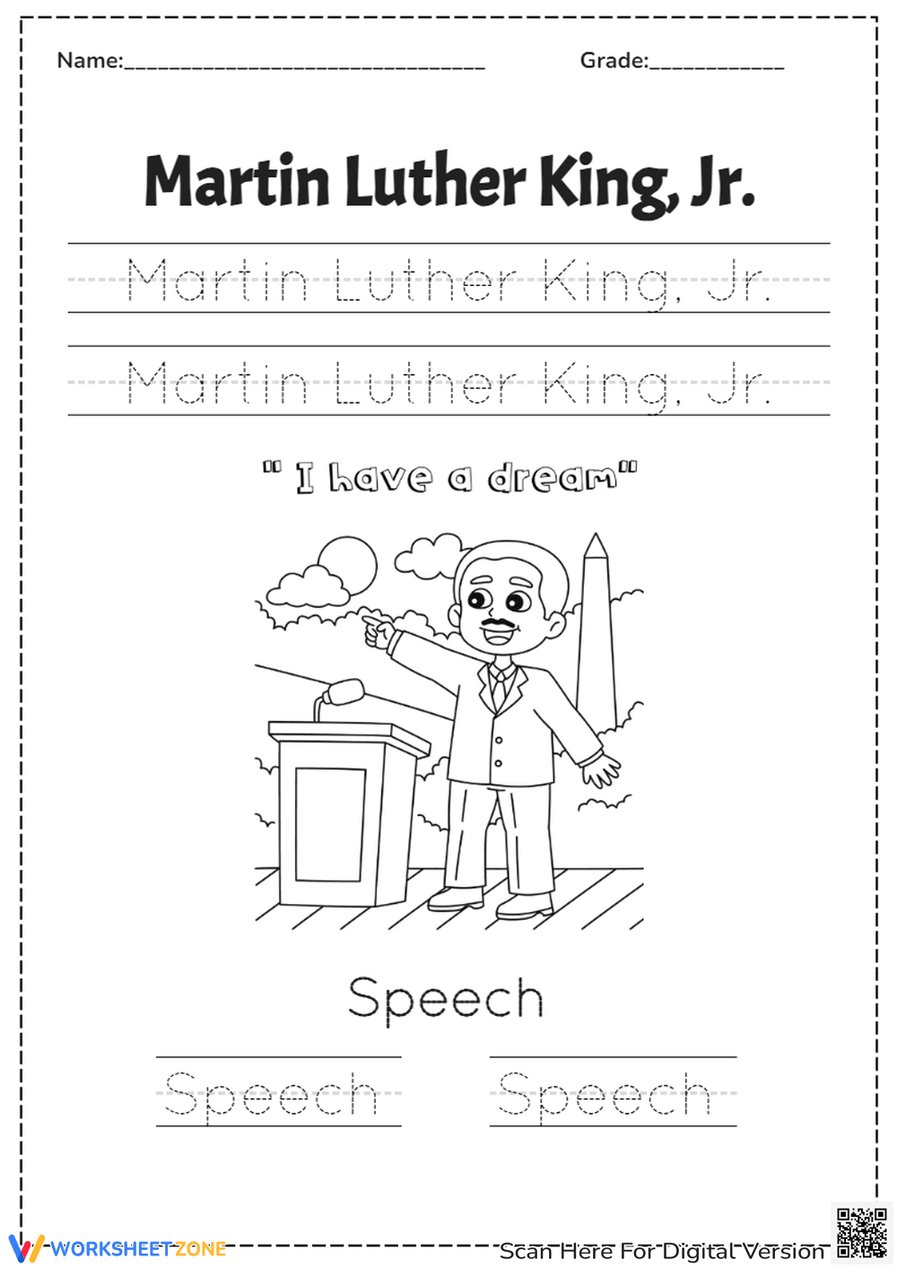 Martin Luther King Jr: Black History Tracing - Page 1