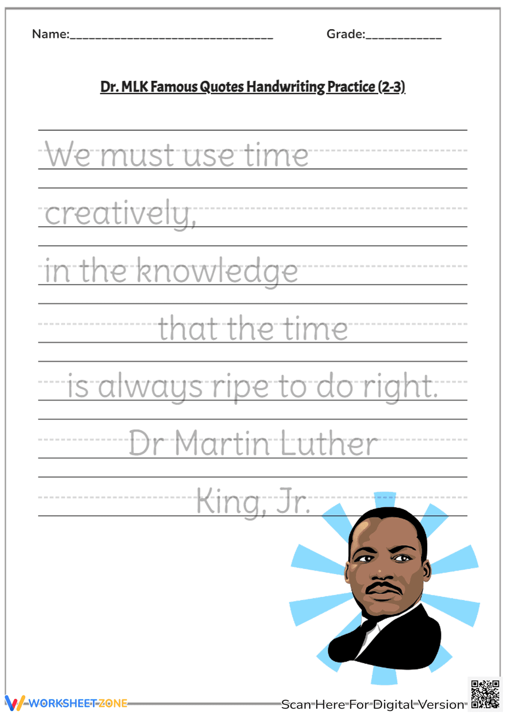Dr. MLK Famous Quotes Handwriting Practice - Page 1