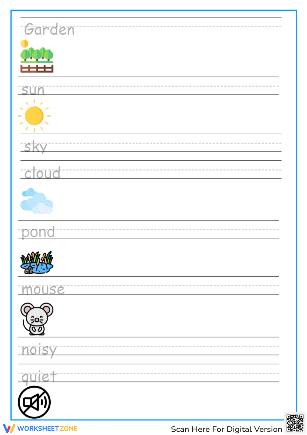 Writing Practice: My Garden Vocabulary Words - Page 1