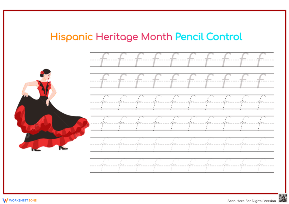 Hispanic Heritage Month Pencil Control Practice - Page 1
