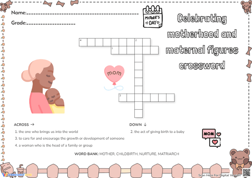 Mother's Day Crossword - Celebrate Moms & Maternal Figures! - Page 1