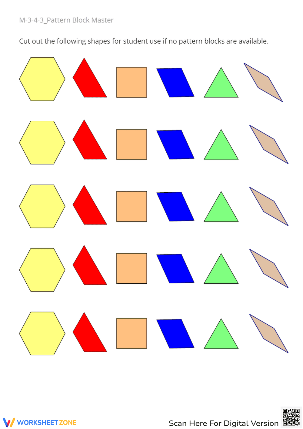 Pattern Block Cutouts - Geometry Shapes Activity for Kids! - Page 1